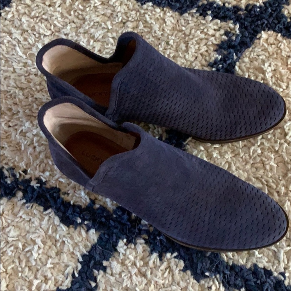 NWOT Lucky Brand Baley Booties in Blue Suede